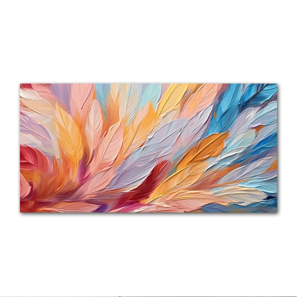 Abstract Colorful Leaves 3d Heavy Textured Partial Oil Painting